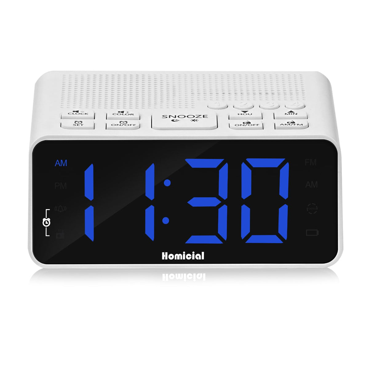 Digital Alarm Clock Radio with AM/FM Radio, Multi-Colors 1.4” LED Digits, Preset, Sleep Timer and Clear Display with Dimmer for Bedroom Bedside, Battery/Plug-in Powered