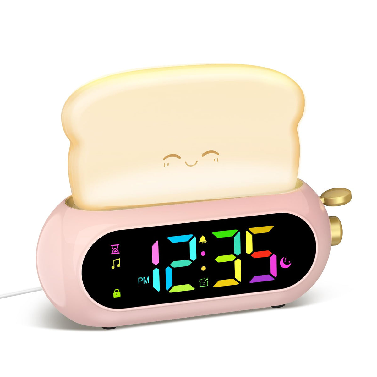 Cute Digital Clock for Bedrooms, Kids Alarm Clocks with Night Light Lamp, 10 Alarm Tones, Adjustable Brightness, Nap Timer, Snooze, Power-off Memory, Bedside Clocks for Girls Kids Teens Birthday Gifts