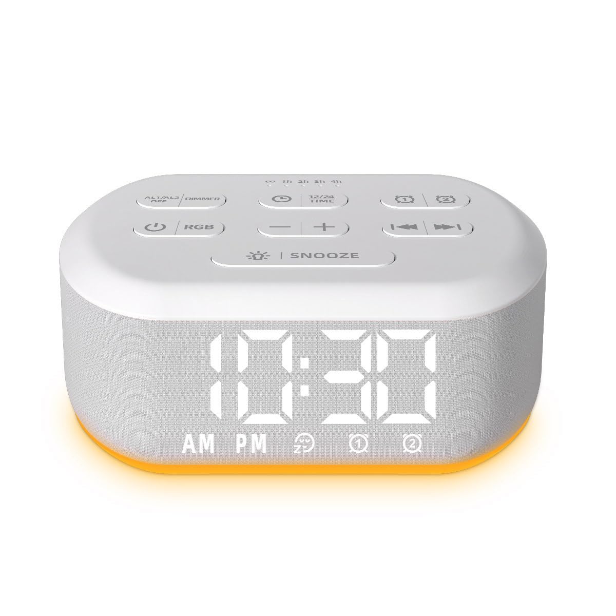 White Noise Alarm Clock Sound Machine for Bedroom Small Brown Noise Machine with 30 Soothing Sound Plug in Bedside Clock with NightLight Battery Backup 15 Wake up Sound Clock for Kids Heavy Sleeper