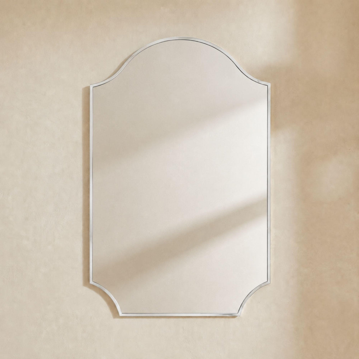 TEHOME Chrome Scalloped Bathroom Mirror, Silver Irregular Bathroom Mirror, 24x32''