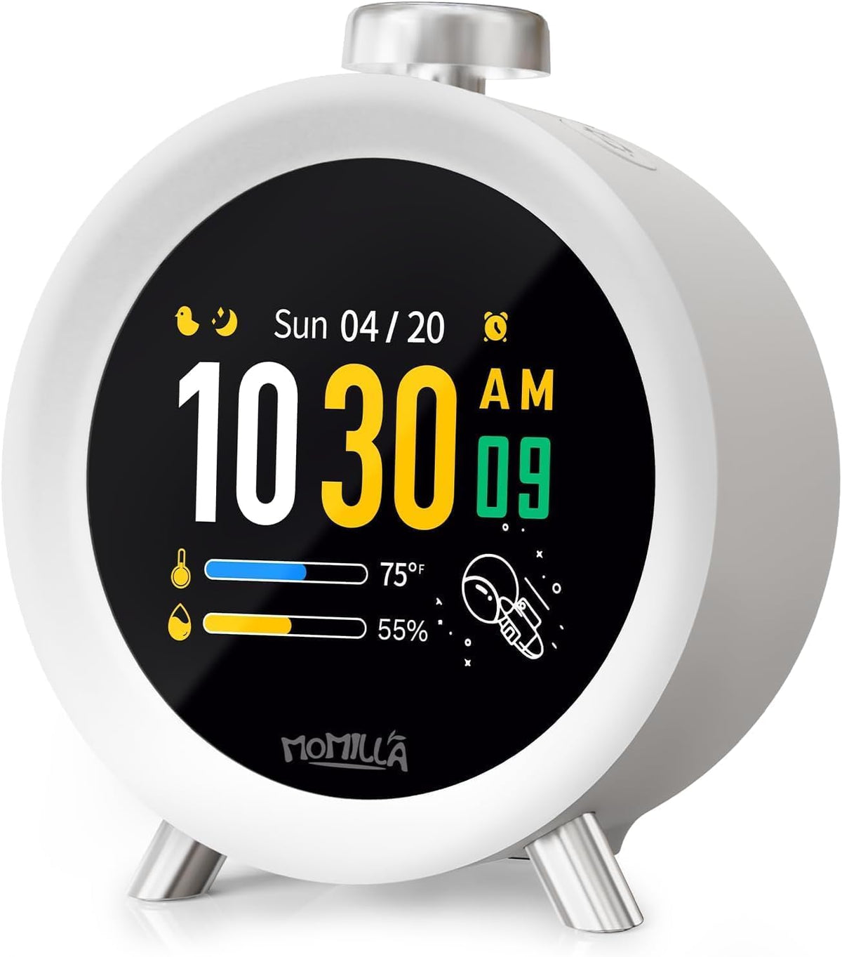 MOMILLA Alarm Clocks for Bedrooms, 2.8" Color Display, 4 Alarms Easy to Set