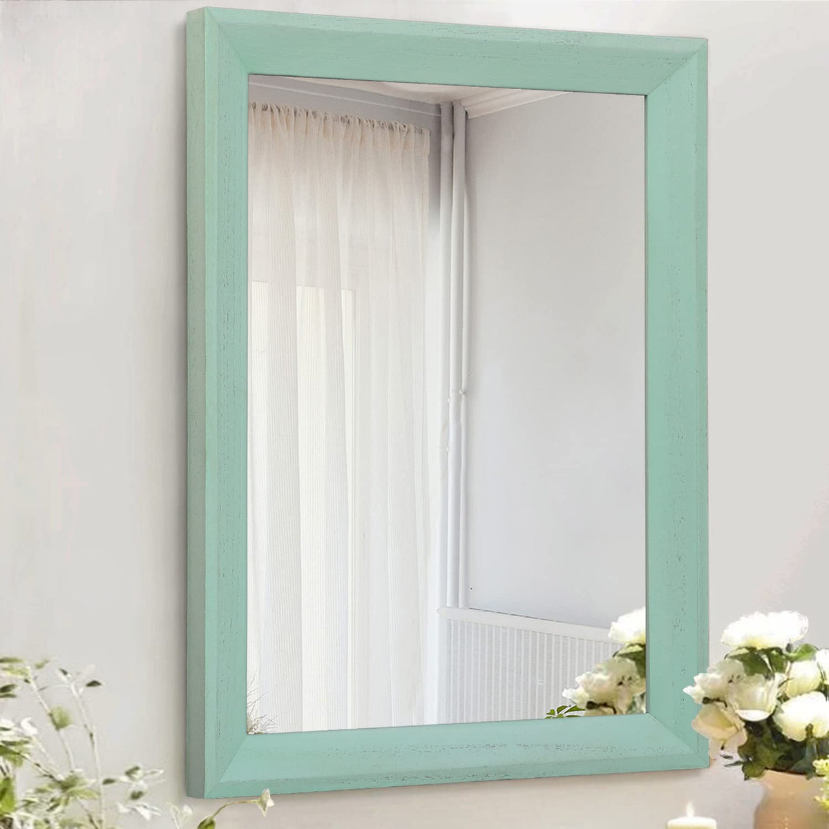 AAZZKANG Wall Mirror Black Wood Framed Rectangle Mirrors for Wall 16"x12"
