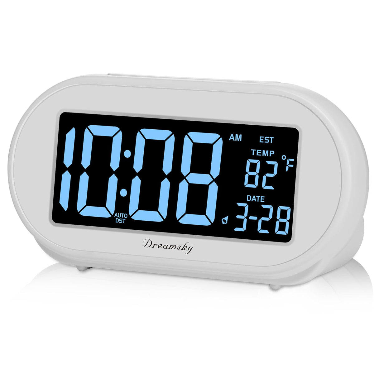 DreamSky Alarm Clocks for Bedrooms, Auto Set Digital Clock with Date & Temp