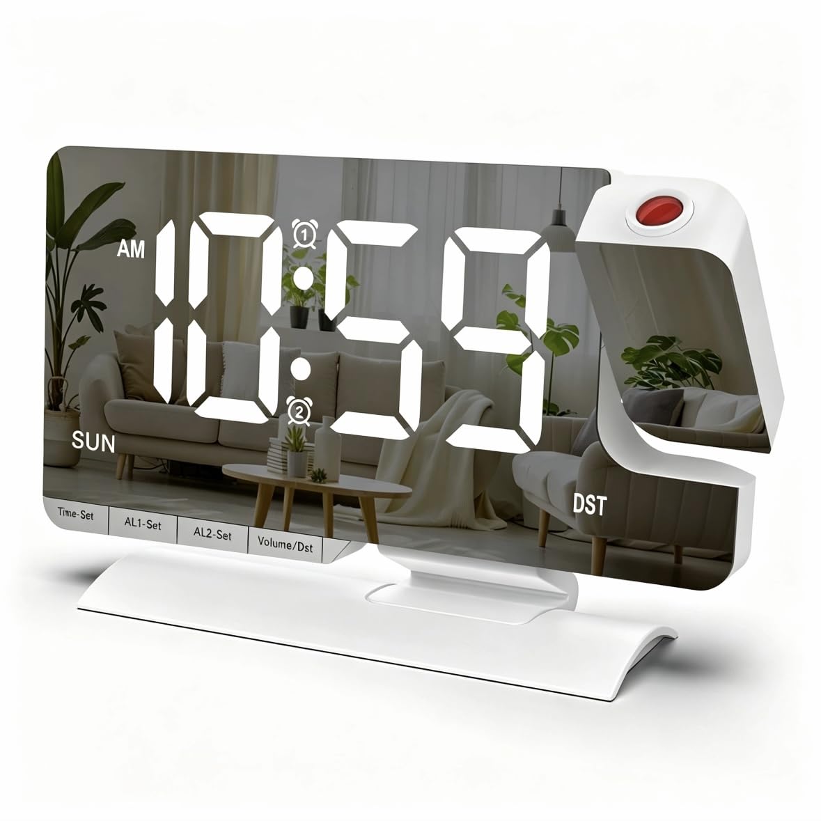 Projection Clock for Bedroom Ceiling, Black LED Mirror Digital Alarm Clock