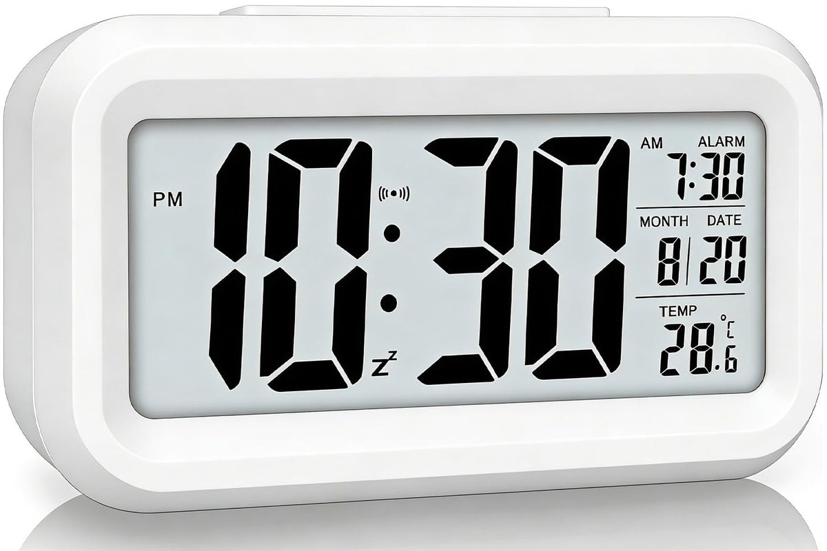 Lesipee Digital Alarm Clock for Bedroom, Desk Clock Battery Operated, Digital Clock with Extra Loud Alarm, Temperature, Auto-Dim and 12/24H Display Snooze Function for Heavy Sleepers Gifts for Kids
