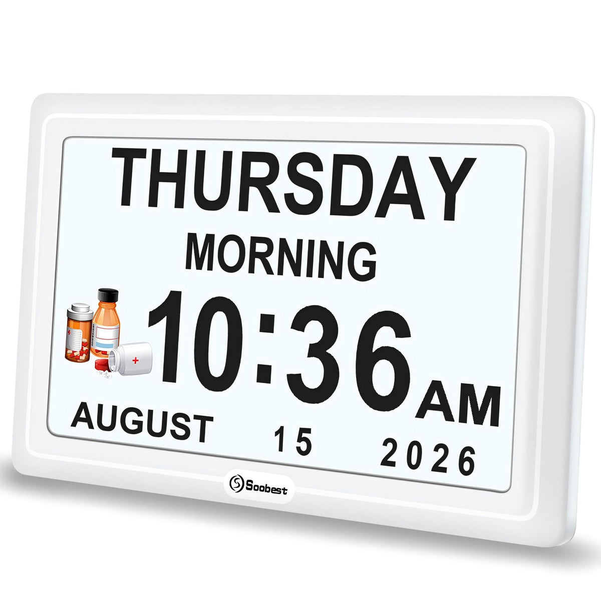 Soobest Dementia Clocks for Seniors, 7” Digital Date Clock Large Display