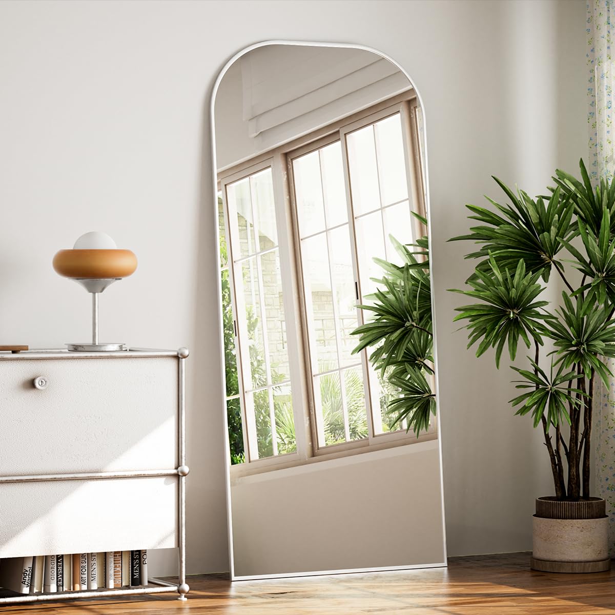 Koonmi Full Length Mirror, 71"x30" Mirror Full Length with Stand, Gold Domed Top Square-Edged Floor Mirror with Aluminum Alloy Frame for Bedroom Living Room