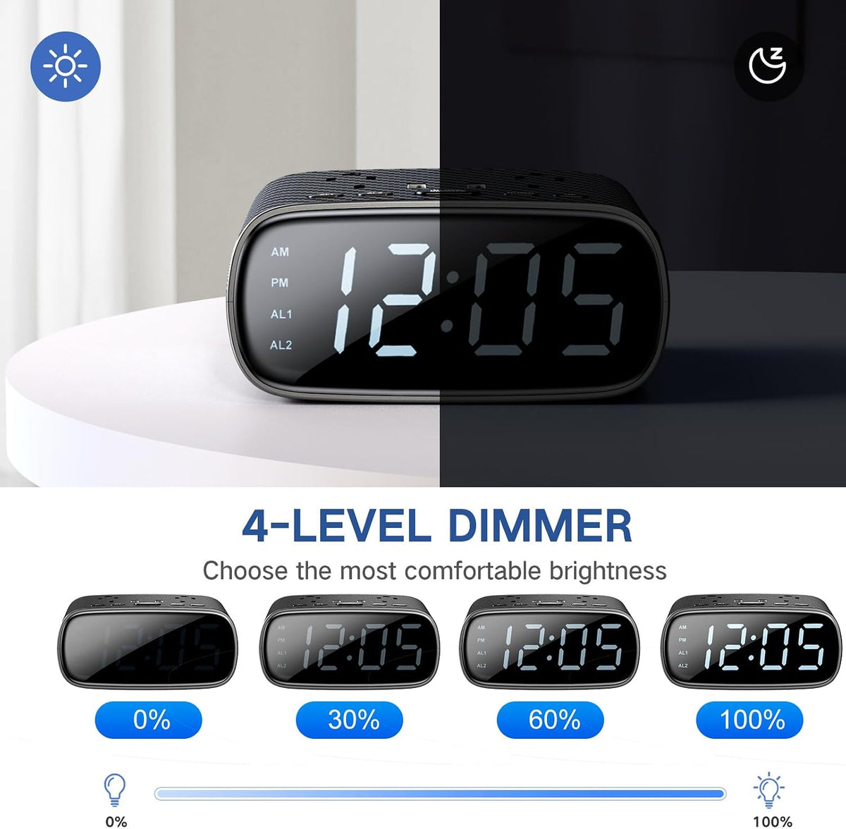 XBA Alarm Clock Charging Station, 20W USB-C, 2 AC Outlets