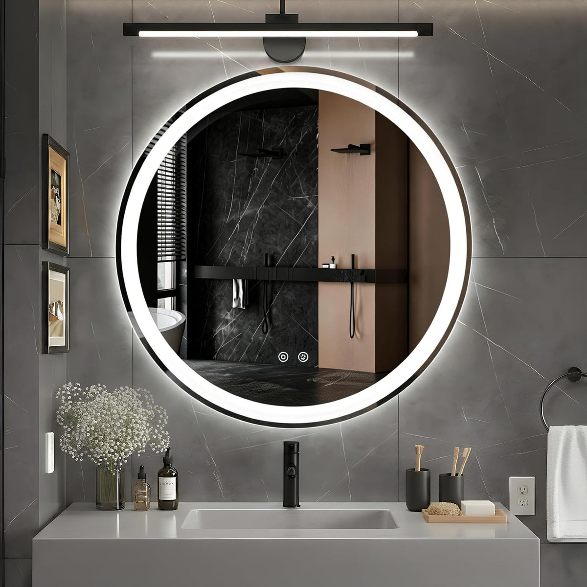 DUMOS 24.1"x32.1" LED Bathroom Mirror, Bathroom Vanity Mirror