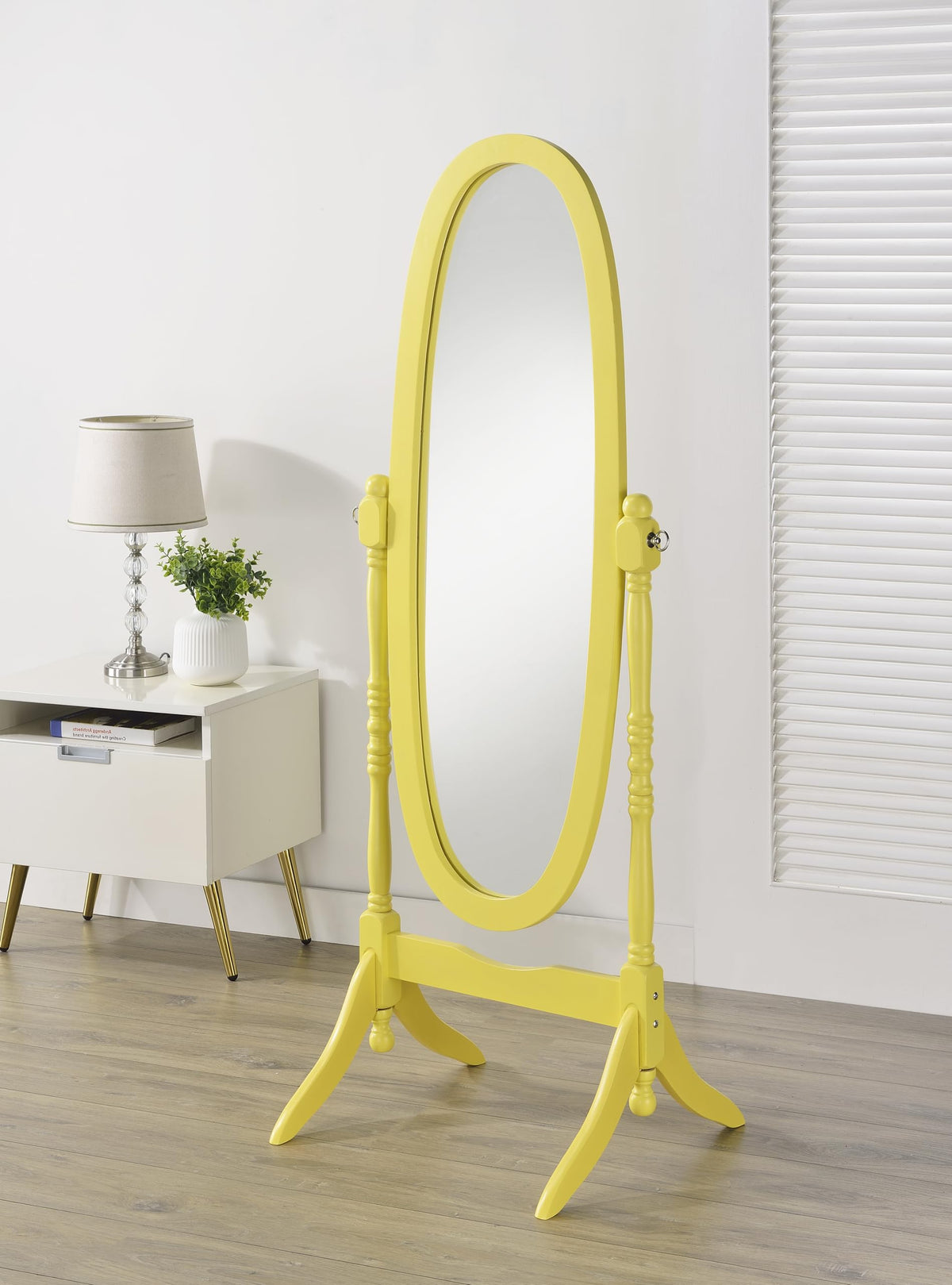 Roundhill Furniture Traditional Queen Anna Style Wood Floor Cheval Mirror, Cherry Finish