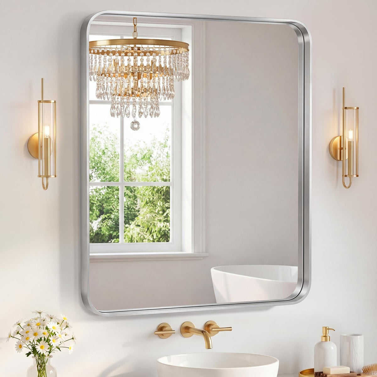 Sweetcrispy Bathroom Mirror 36x24 Inch, Vanity Mirror for Wall