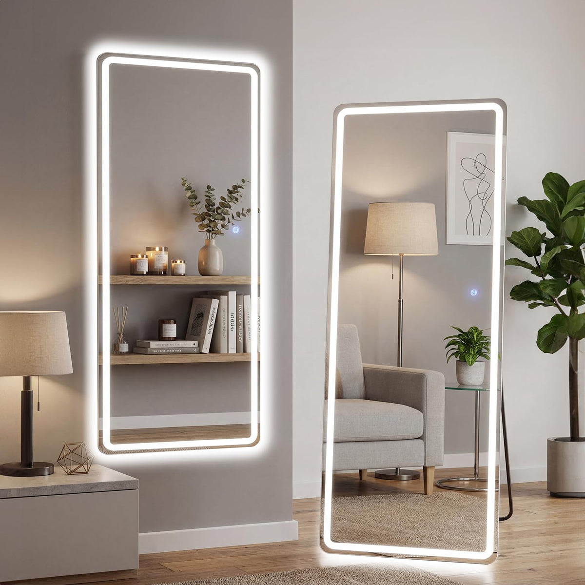 Arched Mirror Full Length, Upgraded 16"x59" Body Wall Mirrors with Shatter-Proof Glass, Floor Standing, Hanging or Leaning, Tall Arch Mirror with Stand Aluminum Alloy Frame for Bedroom Cloakroom