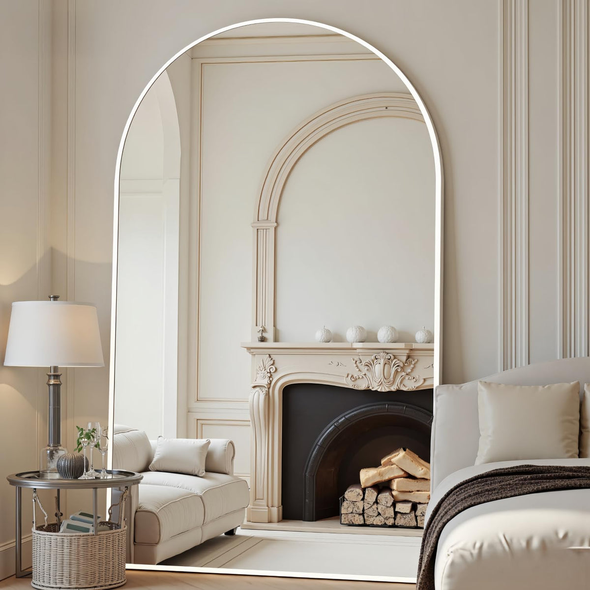 Dewfig Arched Full Length Mirror, 76"x34" Large Floor Mirror, Black