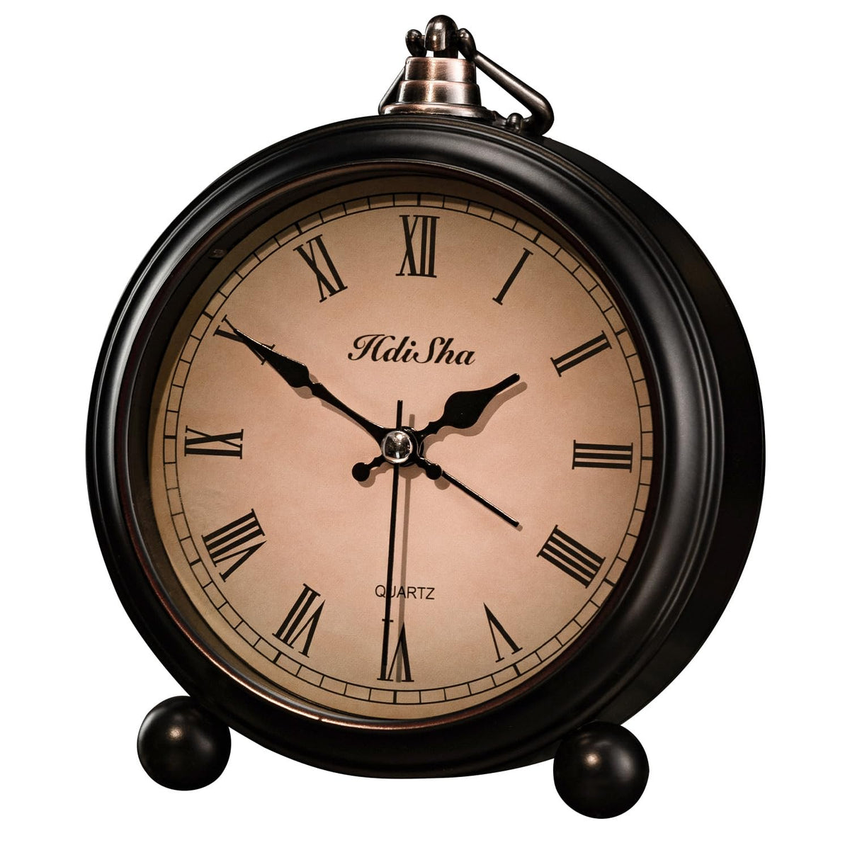 Vintage Alarm Clock, 5" Silent Non Ticking Snooze Analog Small Clock
