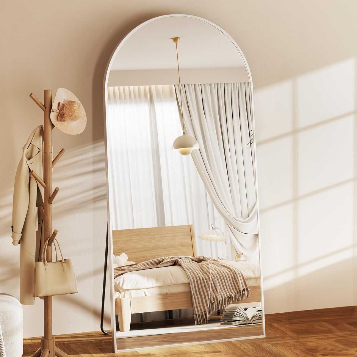 NEWBULIG 59"x16" Arched Full Length Mirror, Full Body Floor Mirror, Gold