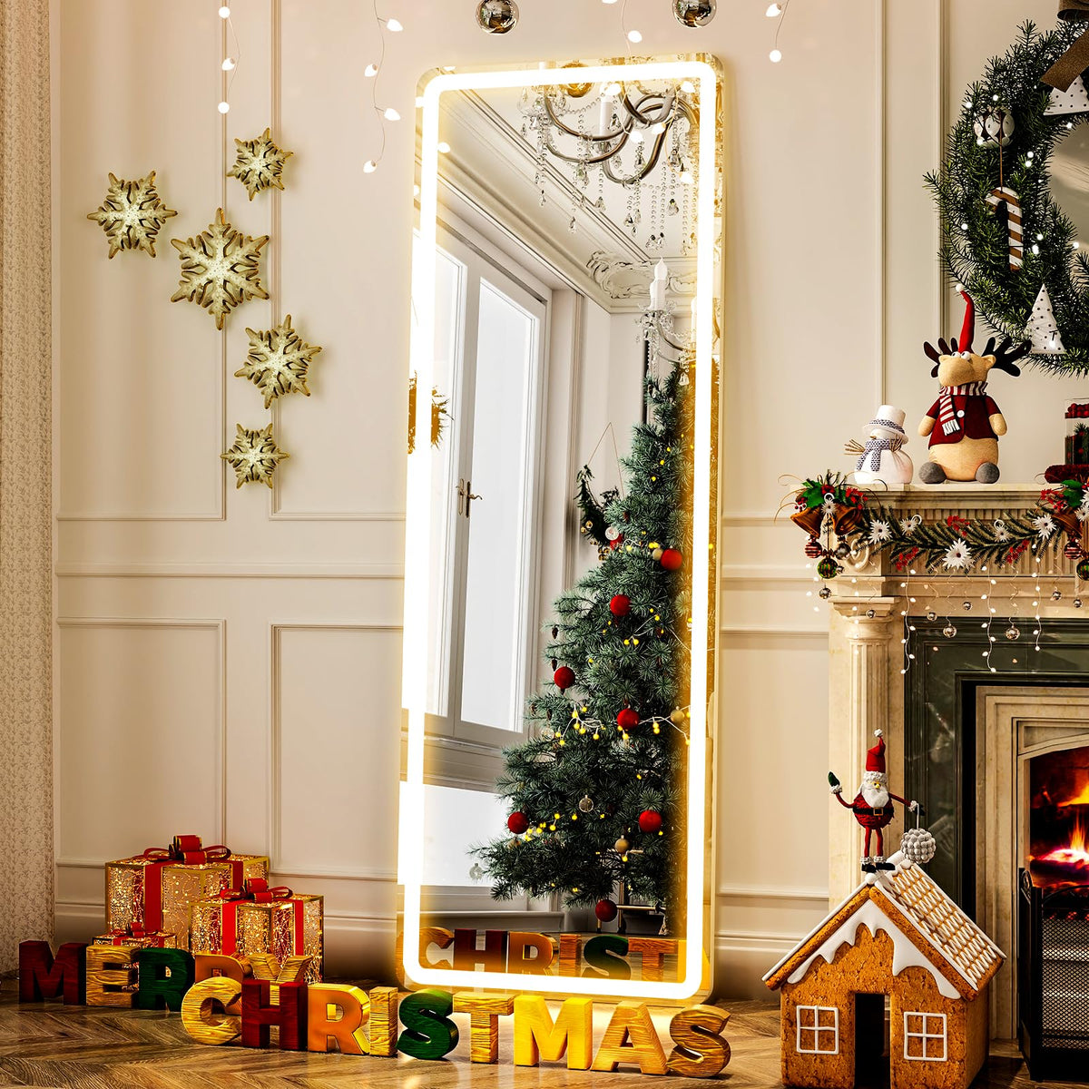 LED Full Length Mirror 71x32 inch Oversized Body Mirrors with Lights