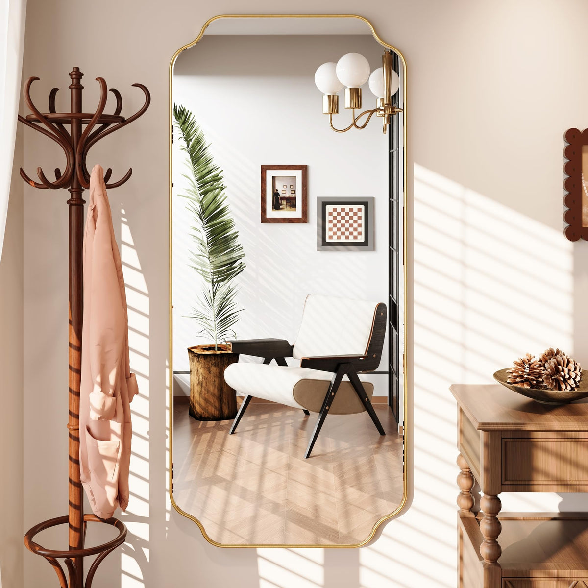 Kelly Miller 30"x70" Gold Foil Scalloped Decorative Full Length Mirror