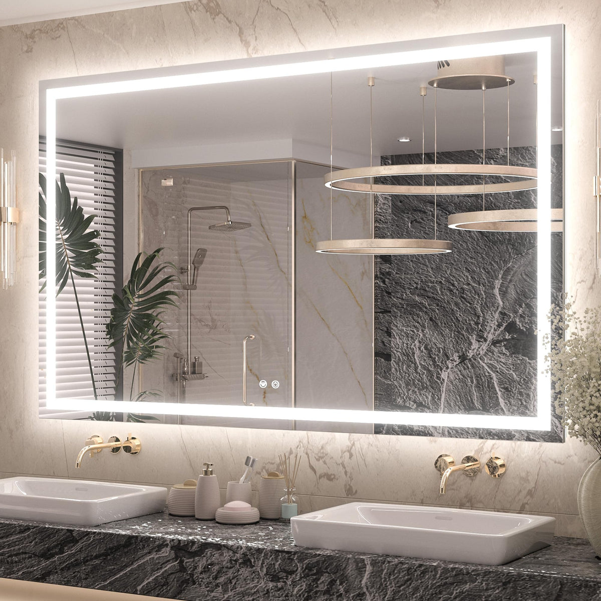 Keonjinn 24x32 Inch LED Bathroom Mirror with Lights, Frontlit & Backlit