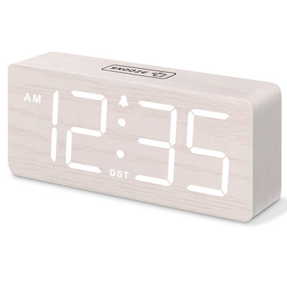 DreamSky Wooden Digital Alarm Clock for Bedroom with Large Numbers