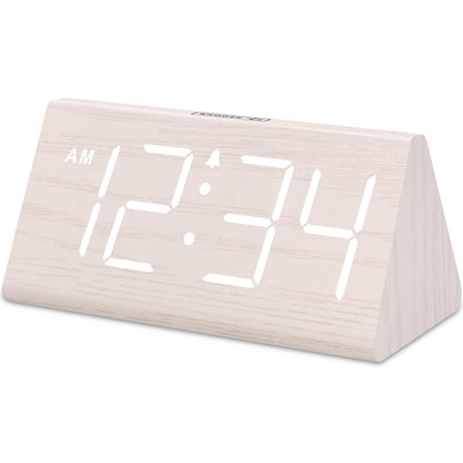 DreamSky Wooden Digital Alarm Clock for Bedroom Living Room, Large Numbers