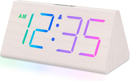 DreamSky Wooden Digital Alarm Clock for Bedrooms Desk with Large Numbers