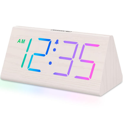 DreamSky Wooden Digital Alarm Clock for Bedrooms Desk with Large Numbers