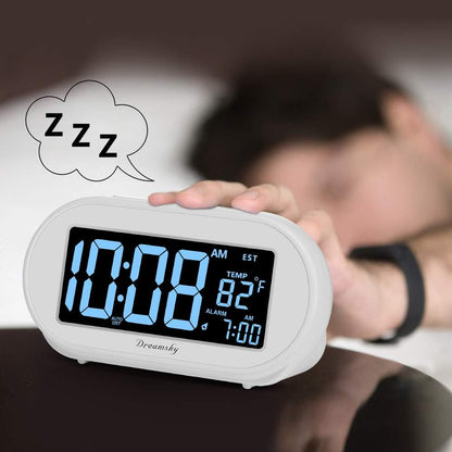 DreamSky Alarm Clocks for Bedrooms, Auto Set Digital Clock with Date & Temp