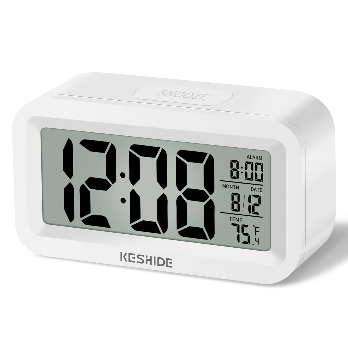 Travel Digital Alarm Clock, Battery Operated with Indoor Temperature, Desk Small Clock,Snooze Model,12/24H Display for Bedrooms Heavy Sleepers Kids Travel Bathroom (Black)