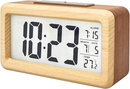 everwood Wooden Digital Battery Operated Alarm Clocks for Bedrooms