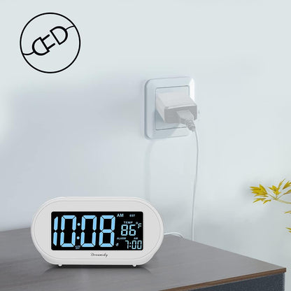 DreamSky Alarm Clocks for Bedrooms, Auto Set Digital Clock with Date & Temp