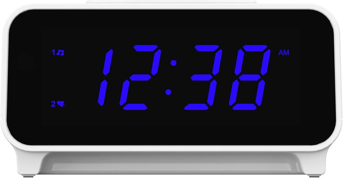 Emerson SmartSet Dual Alarm Clock Radio with PLL AM/FM, Auto Time Setting, Sleep Timer, Snooze, 20 Presets, Easy-to-Read 0.9-inch Blue Dimmable LED Display, CKS1500