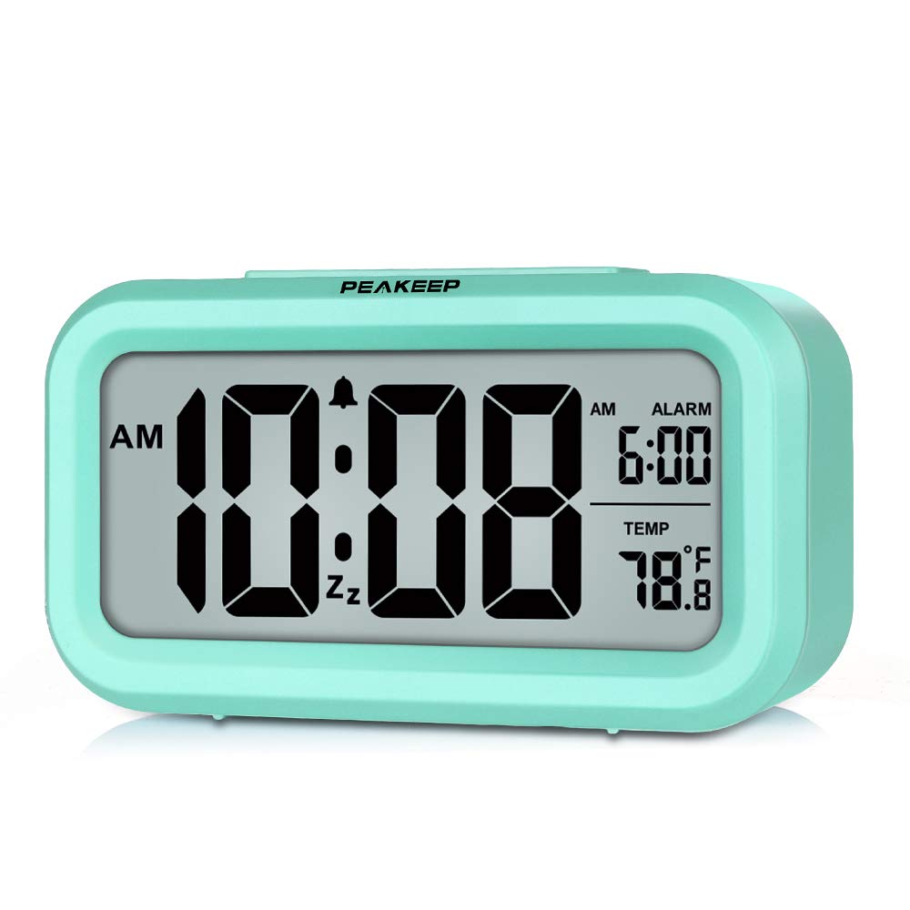 Peakeep Night Light Digital Alarm Clock Battery Operated Indoor Temperature