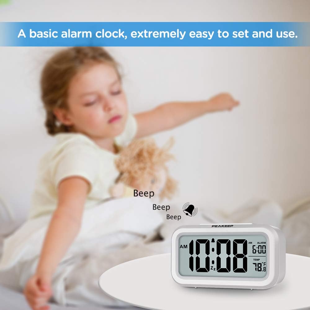 Peakeep Night Light Digital Alarm Clock Battery Operated Indoor Temperature