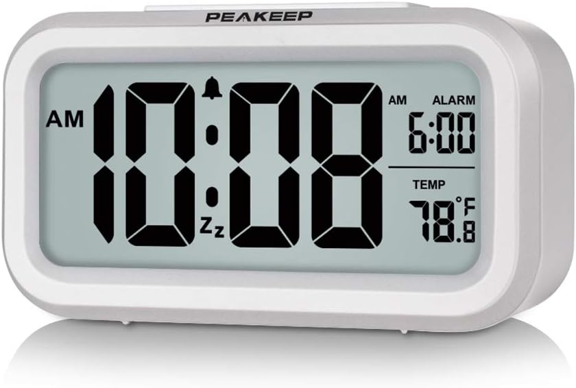 Peakeep Night Light Digital Alarm Clock Battery Operated Indoor Temperature