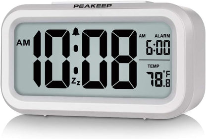 Peakeep Night Light Digital Alarm Clock Battery Operated Indoor Temperature