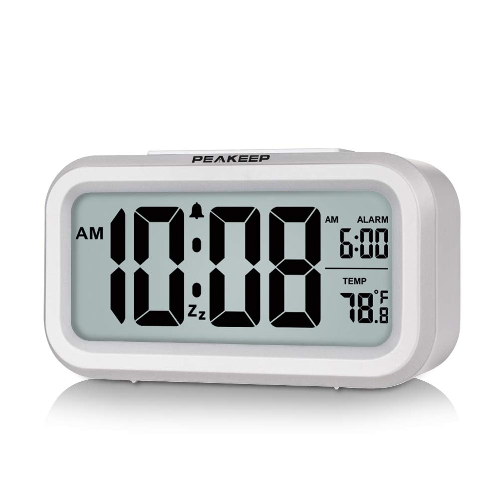 Peakeep Night Light Digital Alarm Clock Battery Operated Indoor Temperature
