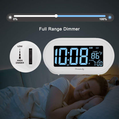 DreamSky Alarm Clocks for Bedrooms, Auto Set Digital Clock with Date & Temp