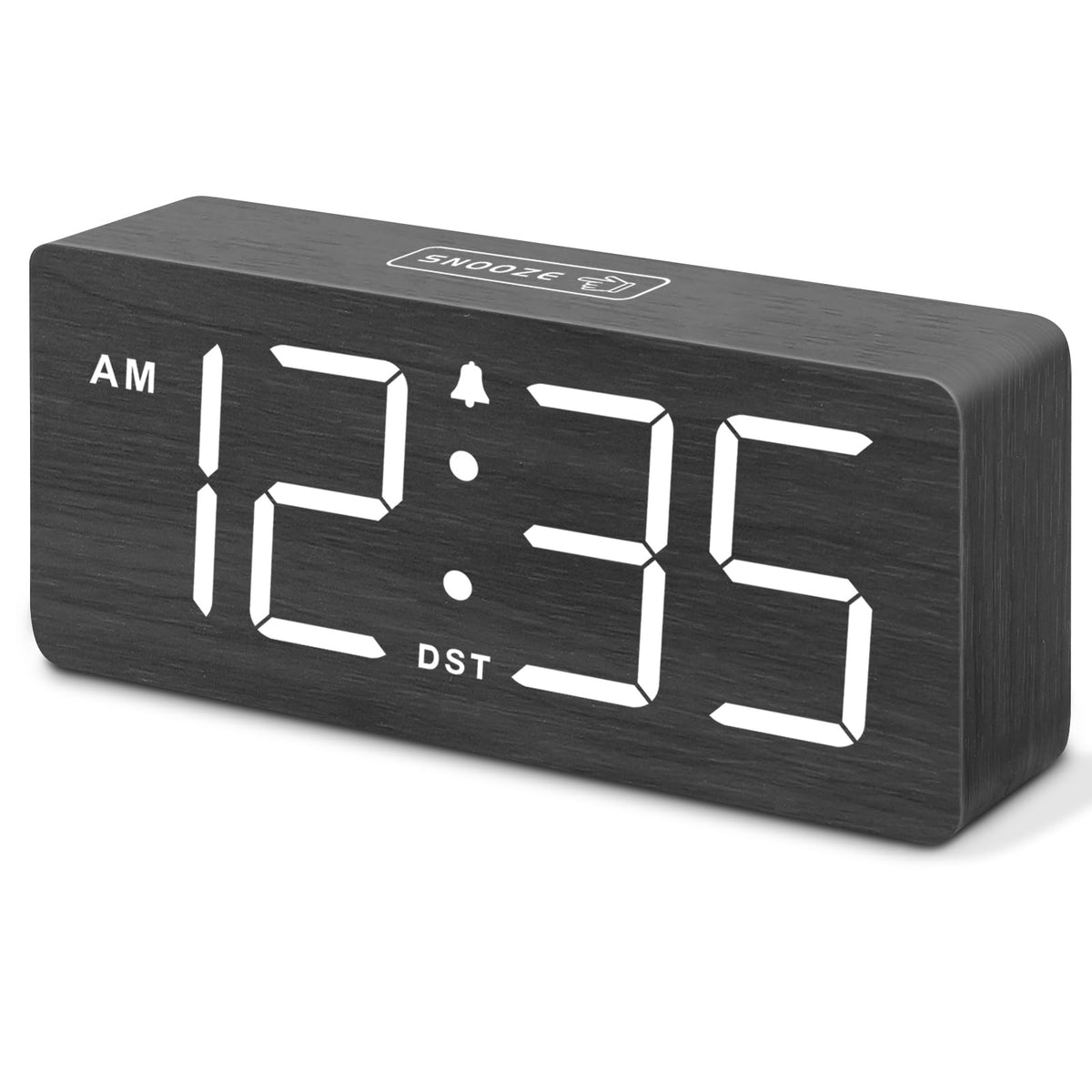 DreamSky Wooden Digital Alarm Clock for Bedroom with Large Numbers