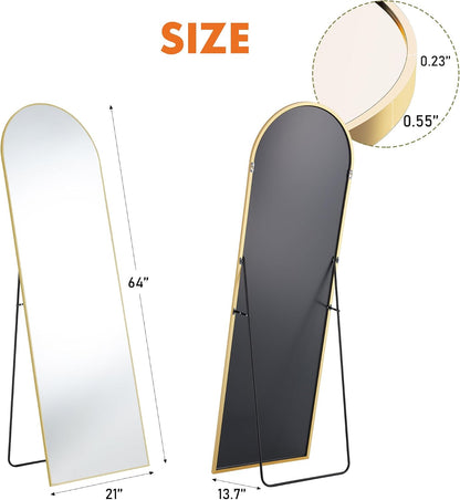 OLIXIS 64"x21.5" Arched Full Length Mirror with Stand, Body Mirror