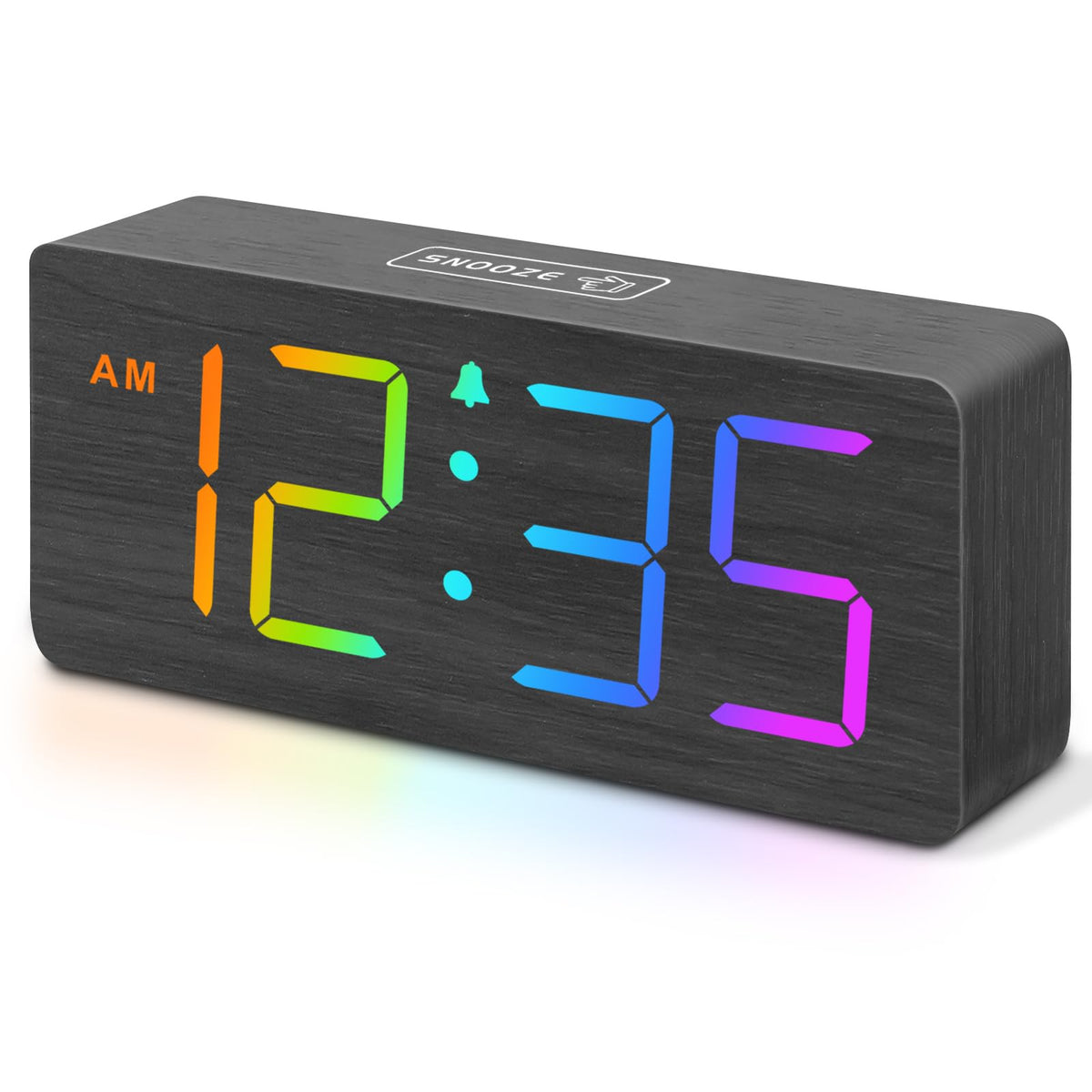 DreamSky Wooden Digital Alarm Clock for Bedroom with Large Numbers