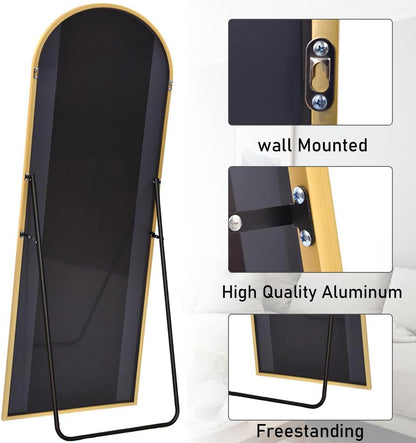 Full Length Mirror, 71"x26" Arched Standing Mirror Full Length (Gold)