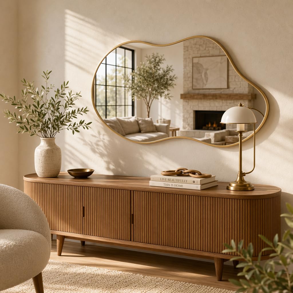 24"x40" Wall Mirror Irregular Mirror for Bathroom Bedroom Entryway