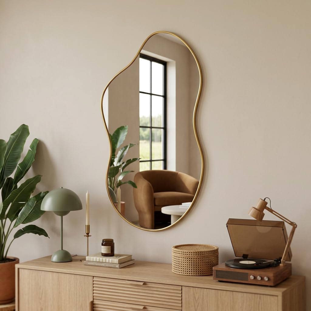 24"x40" Wall Mirror Irregular Mirror for Bathroom Bedroom Entryway
