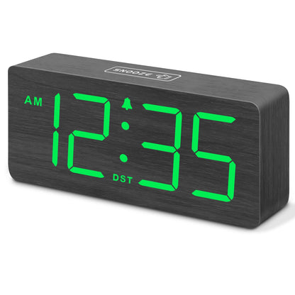 DreamSky Wooden Digital Alarm Clock for Bedroom with Large Numbers