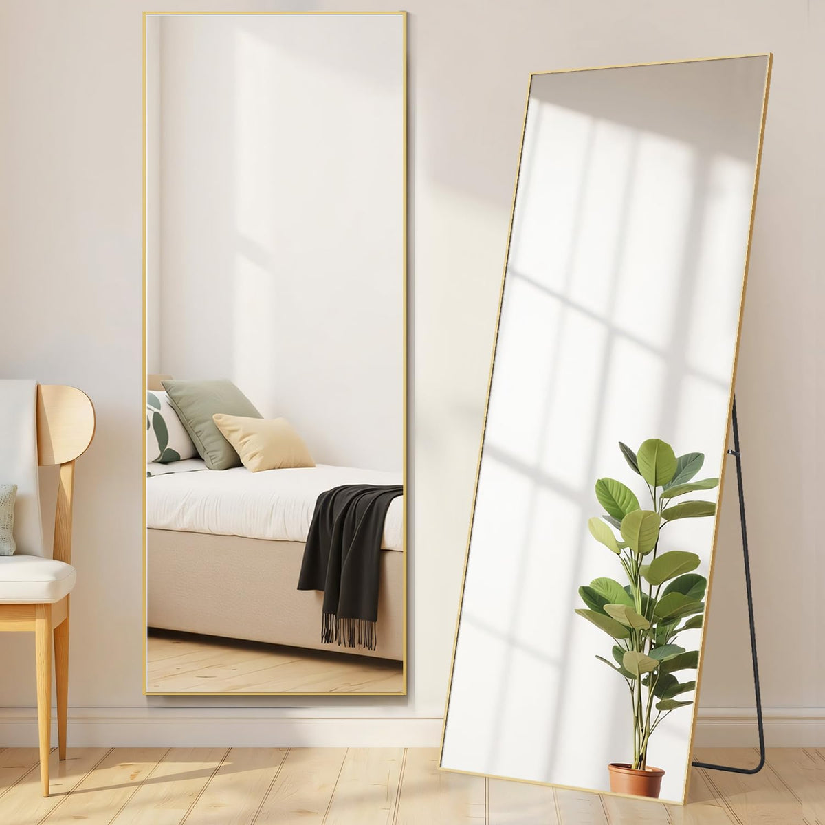 LED Rectangular Full Length Mirror, 64"L x 21"W Body Standing Mirror