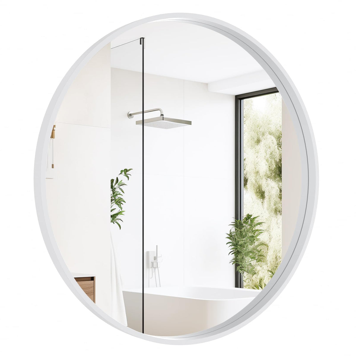 WallBeyond Round Wood Mirror 24 inch Circle Wall Mirror for Bathroom Round Wall Mirror for Wall Decor, Vanity, Entryway Living Room (Natural)