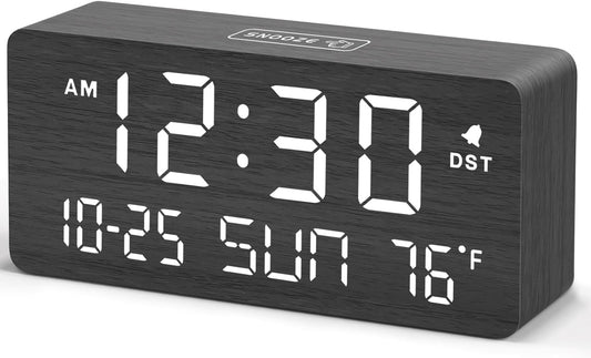 DreamSky Wooden Digital Alarm Clocks for Bedrooms with Date & Day of Week
