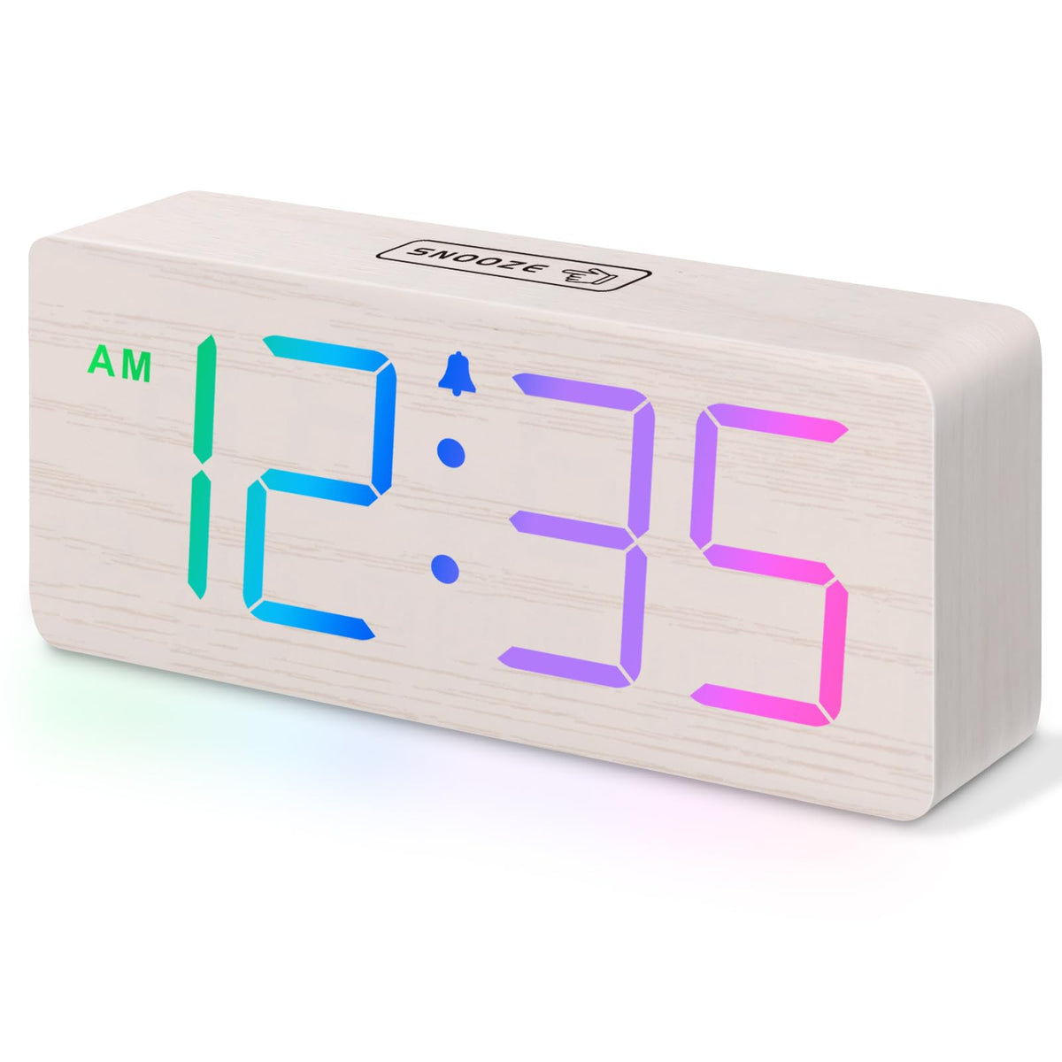 DreamSky Wooden Digital Alarm Clock for Bedroom with Large Numbers