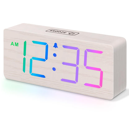 DreamSky Wooden Digital Alarm Clock for Bedroom with Large Numbers