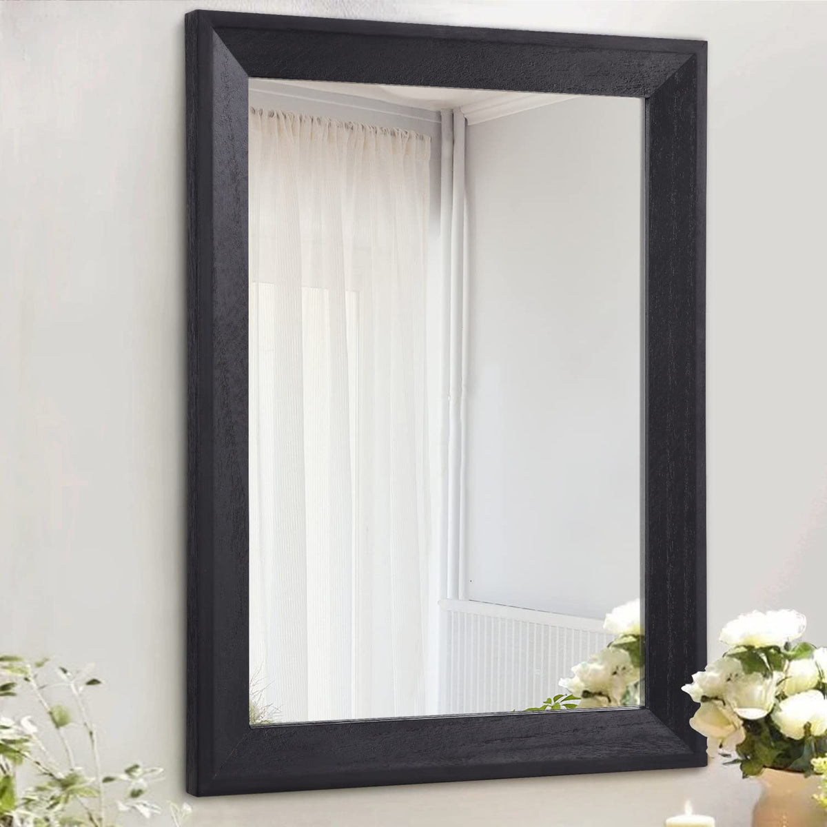 AAZZKANG Wall Mirror Black Wood Framed Rectangle Mirrors for Wall 16"x12"